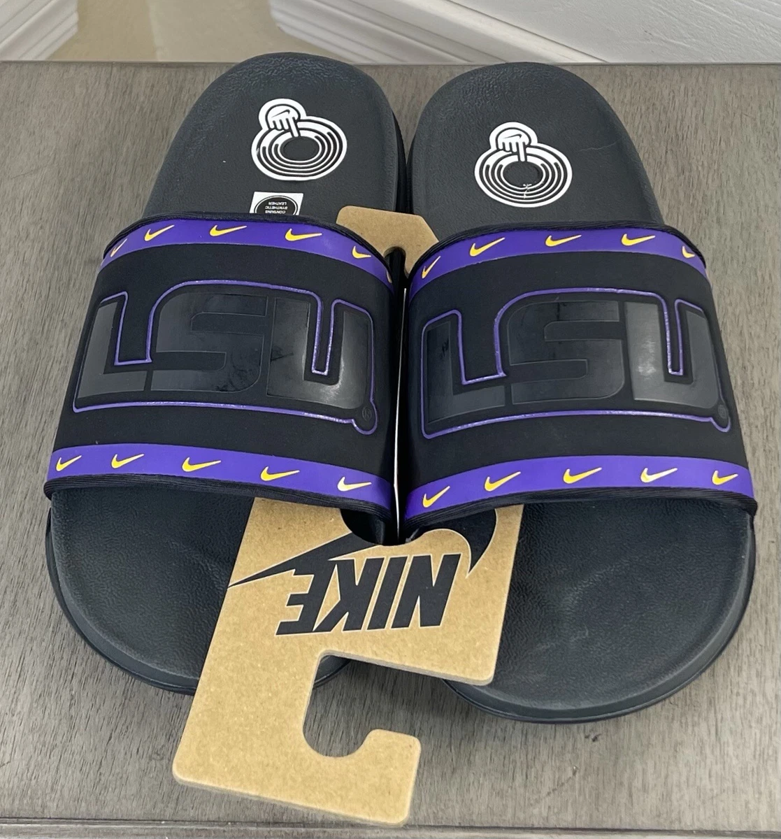 Black and shop purple nike slides