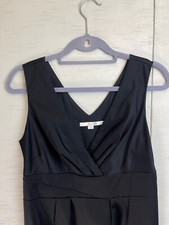 Boden Sleeveless Evening Dress UK 12R Black Fitted Empire Line Stretch Crossover