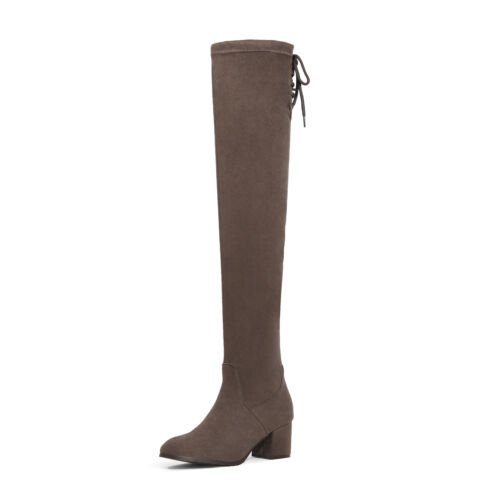 Overknee-Stiefel Damen hohes halbhohes Bein Wintermode sexy Booties - Bild 25 von 31