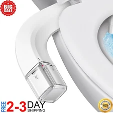 Ultra-Slim Water Non-Electric Dual Nozzle Bidet Attachment for Toilet Seat