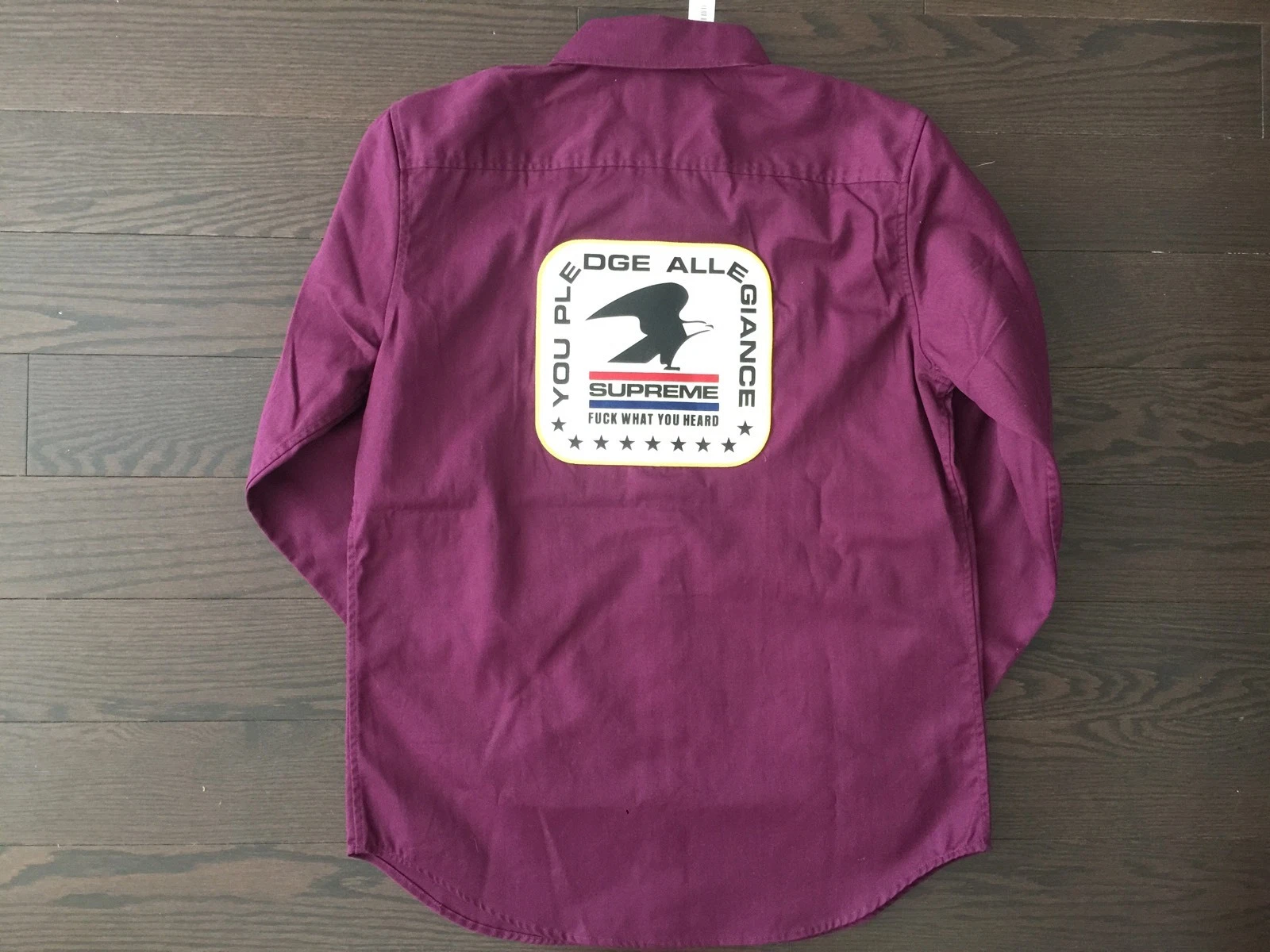 Chemise de travail Supreme Pledge Allegiance FW15 violet taille M