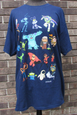 Disney Pixar Blue Character Shirt ( UP, Wall-E , Toy Story ) T-Shirt Sz L NWT