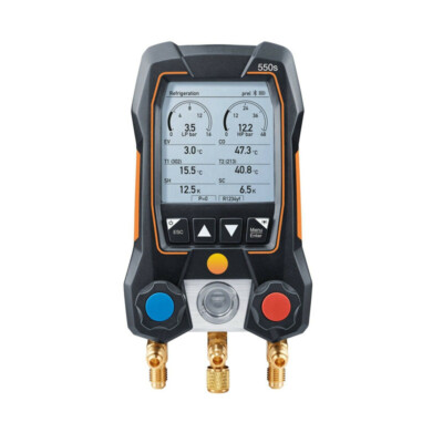Testo 550s Digital Manifold Kit Refrigeration Meter 0564 5501 w/ 2x Clamp Probes