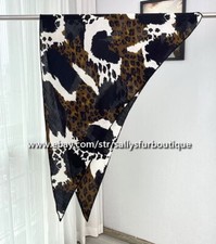 Sallys Cashmere  Silk Wrap Scarf Leopard Print Large Triangle Shawl 210 120cm