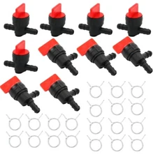 10pcs 1/4" Shut Off Fuel Valve For 698183 494768 697947 698181 with 20 Clamp 1/2