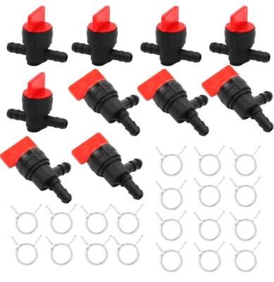 10pcs 1/4'' Shut Off Fuel Valve For 698183 494768 697947 698181 with 20 Clamp 1/2