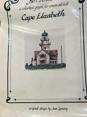 Vintage Cape Elizabeth Maine Lighthouse Counted Cross Stitch Pattern Chart