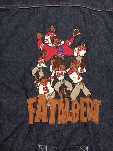 Vintage Platinum FUBU Men's Fat Albert Football Team Denim Jacket Size 4XL VGUC - Picture 9 of 9