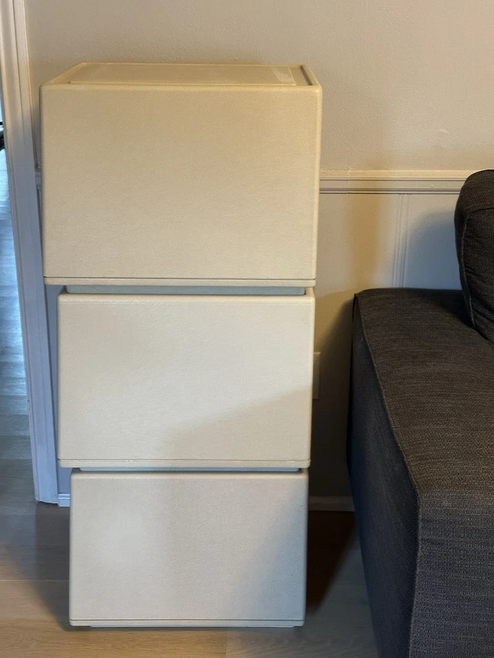 Conjunto raro de 3 armários de arquivos empilháveis modernos do meio do século Tuf-File por STACO - Imagem 2 de 4