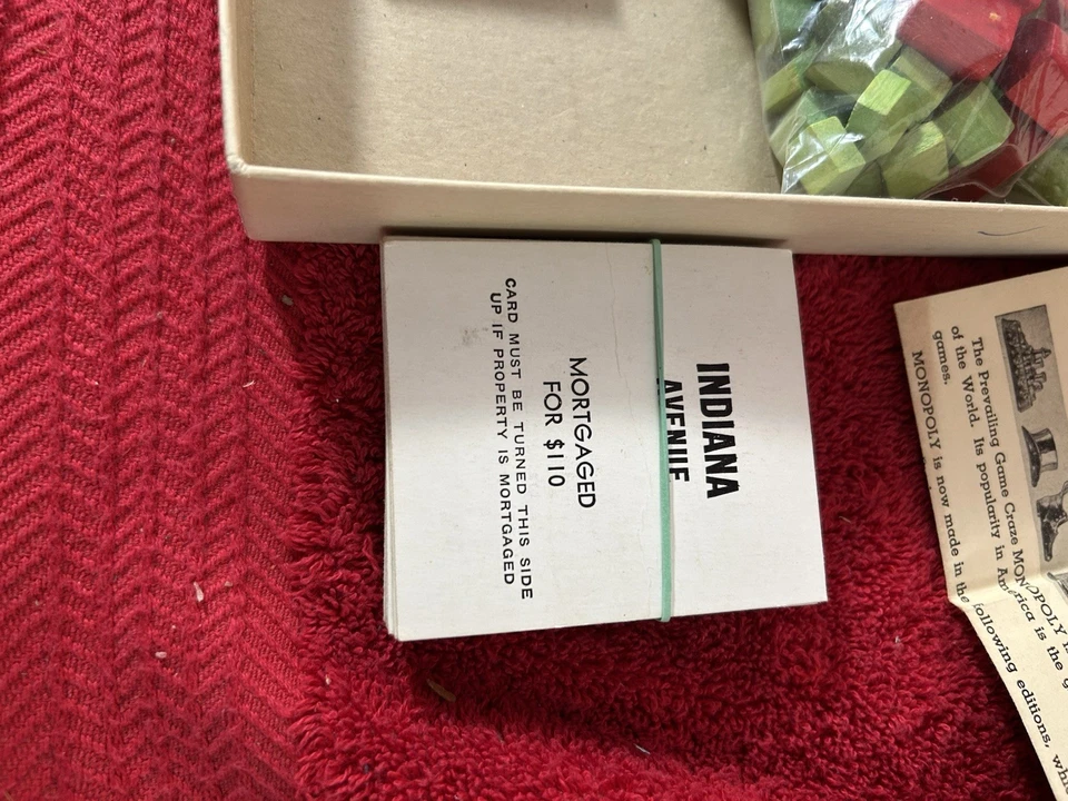 Juego Monopoly Parker Brothers 1936 vintage sin tablero casas de madera hoteles extras Foto 3 de 4