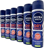 6X Nivea Men Dry Impact 72H Deo Schutz Anti Transpirant Deodorant Spray 6X 150Ml