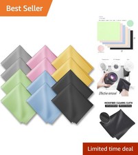 Portable Microfiber Cleaning Cloths - 12 Soft Cloths for Clear Screens Glasses