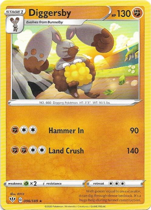Diggersby 096/189 Rare Darkness Ablaze Pokemon Near Mint