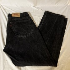 Vtg Levis 505 Mens Jeans Black 36W 32L Red Tab Regular Fit Straight Leg USA FS