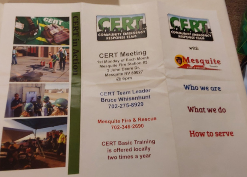 CERT INFORMATIN FLYER   MESQUITE NEVADA