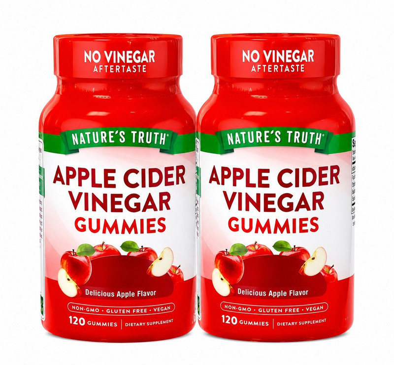 Nature's Truth Apple Cider Vinegar Detox Gummies 120 Vegan Non-GMO Apple