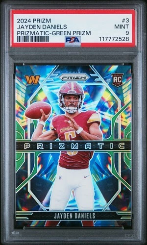 2024 Panini Prizm Prizmatic #3 Jayden Daniels Prizmatic Green Prizm PSA 9