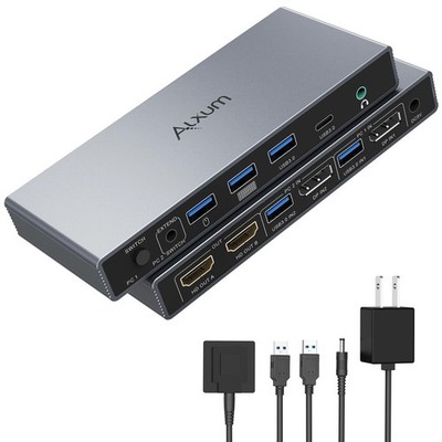 Displayport KVM Switch 2 Monitors 2 Computers,4K 60Hz KVM Switch Display Port...