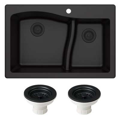 Kraus KGD-442-PST1 Quarza 33'' Undermount Double Basin Granite