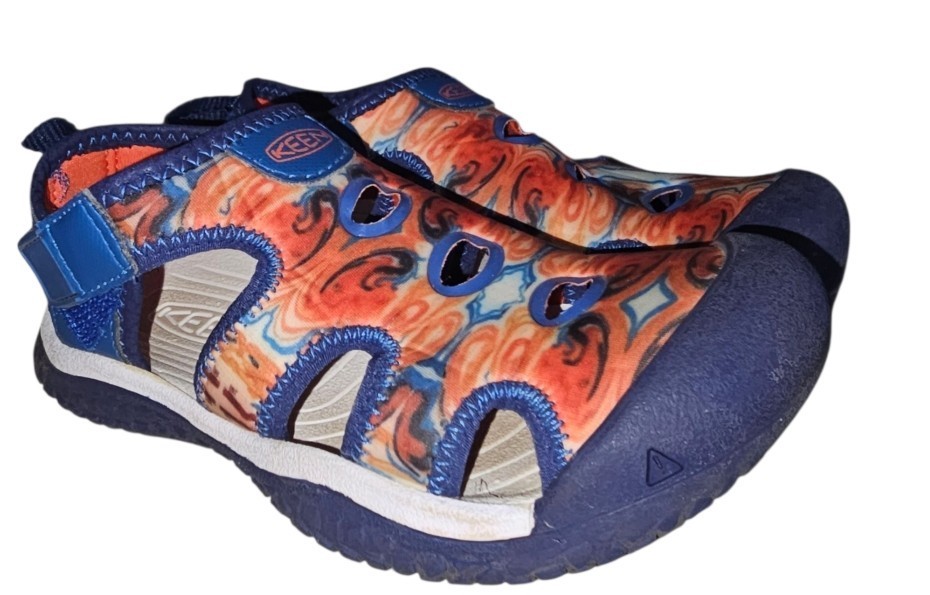 Sandali Keen Stingray bambino taglia 11 punta chiusa acqua arancione buccia blu scarpa sportiva
