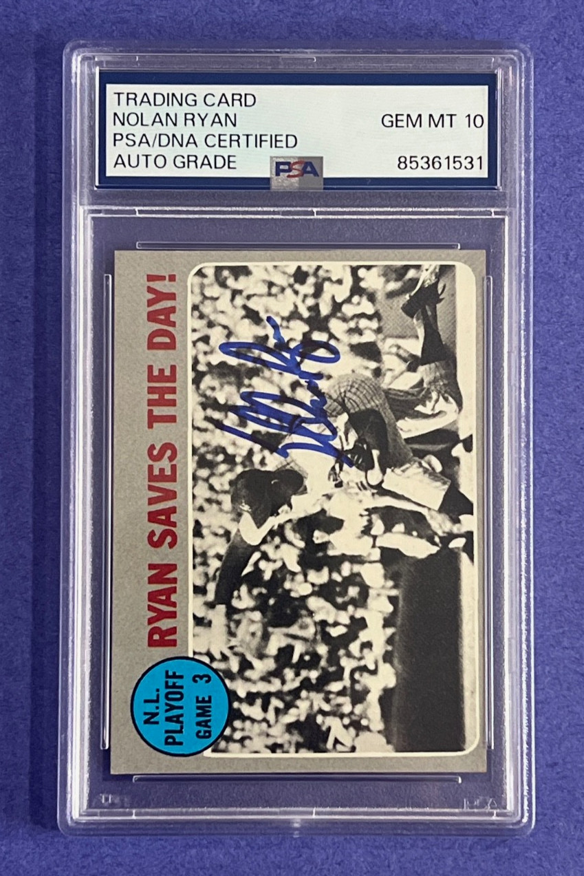 Nolan Ryan Signed 1970 Topps #197 Ryan Saves The Day NY Mets PSA DNA 10