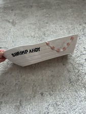 Lillian Vernon shrimp ahoy sushi BOAT ceramic serving tray canoe dory 14.5" food