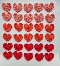 30 Handmade Crochet Mini Hearts 4cm Aplique Pocket Hug Craft Art Sewing Acrylic