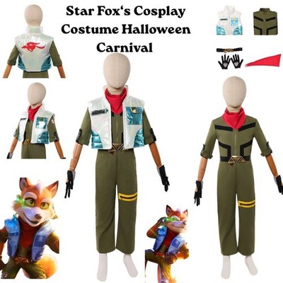 Star Fox s Cosplay Costume Halloween Star Fox s kids Cartoon Green Jumpsuit set