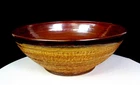 Studio Art Pottery Tenmoku Brown Glaze Carved Exterior Signed 10" Bowl 1970-1990