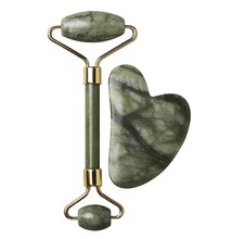 Anti Aging Jade Roller Therapy 100 Natural Double Neck Healing Massager De-puff