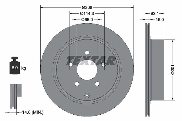 2X Textar Bremsscheibe Hinterachse U.A. FüR Infiniti, Nissan-image