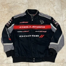 Authentic Dodge Challenger Racing Embroidered Cotton Jacket JH Design Black  XL
