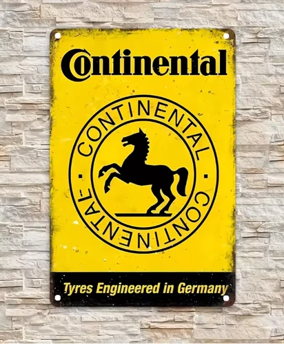 Continental Vintage Metal Tin Sign, Tyre Engineering Germany Advertisement