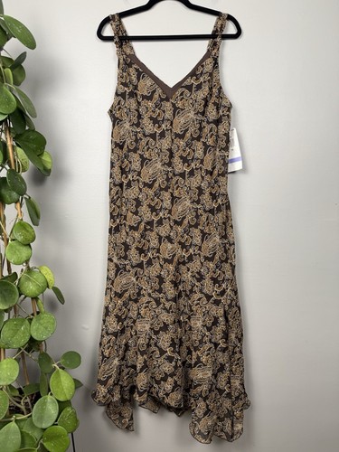 Vintage Y2K R & M Richards Asymmetrical Slip Dress Mesh Floral Boho Cottagecore