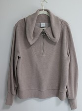 VARLEY Vine Half-Zip Pullover XL Beige Ottoman Ribbed Knit Sweatshirt Sweater
