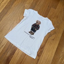 Polo Ralph Lauren Shirt Girls 6 White Polo Bear Graphic Tee Crewneck 100 Cotton