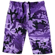 Kids Girls Cotton Shorts Camo Purple Chino Shorts Knee Length Summer Lightweight