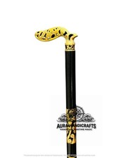 AURA Walking Stick Handle Cane Carved Victorian brass handle 3 fold Father Gift