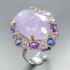 Jewellery 24 ct Natural Lavender Quartz Ring 925 Sterling Silver Size 8 /R462028