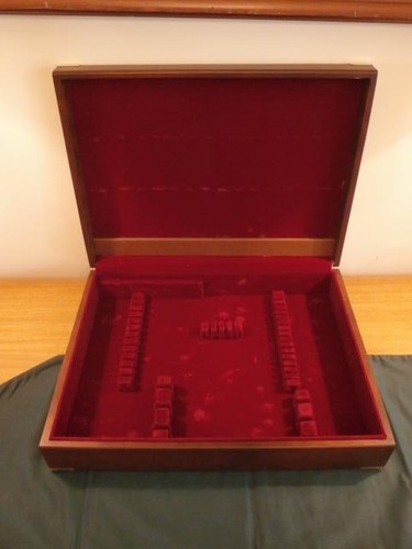 Large Wood Flatware Storage Box with Brass Accents c.1982 Canada 19" x 14" x 4"