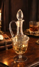 Handmade Glass Decanter with Stopper Romania 12" Tall Vintage-Style Pitcher