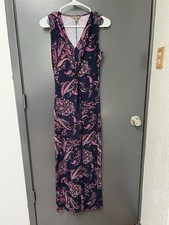 Tommy Bahama Womens Rayon Blend Floral Maxi Dress Sz XS Blue Pink Paisley