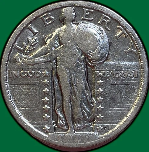 1917 Type 2 Standing Liberty Quarter Fine F Coin #35737