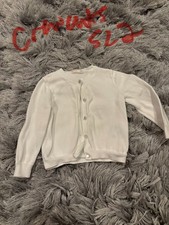Cardigan pull fille Crewcuts taille 2 blanc manches longues 