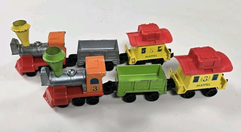 VINTAGE 1980 MATTEL MY FIRST WHEELS CHILDREN TRAIN SETS DIECAST METAL 3 PIECE X2