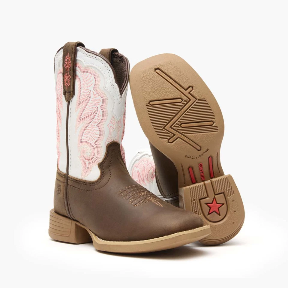 Bota Western Durango® Lil' Rebel Pro™ Big Kid's Trail marrom e branca - Imagem 2 de 4