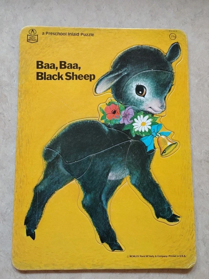 2 1965 Preschool Inlaid Puzzles - Baa Baa Black Sheet and Teddy Bear - Beautiful - Image 2 of 4