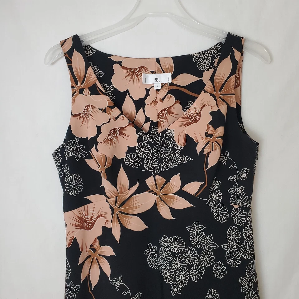 Rampage женщин макси платье размер 7 Y2K цветочный гавайский v-образным вырезом черный без рукавов  - Изображение 3 из 4