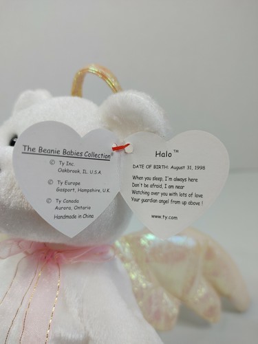 Ty Beanie Babies Halo the Angel Bear Toy VTG Rare with Brown nose - Bild 4 von 5