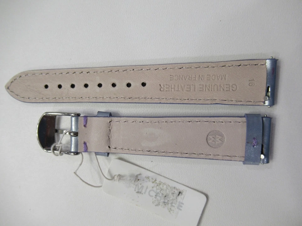 Correa de reloj Michele auténtica de cuero Geniune 16 mm PASTEL PÚRPURA $80 + bolsa Foto 4 de 4